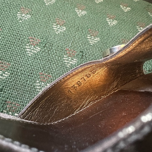 Authentic GUCCI brown CG fabric horsebjt open toe slide sandals size 8B - Picture 9 of 9